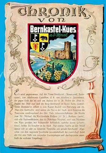 AK / Ansichtskarte Bernkastel Kues Chronik  Bernkastel Kues