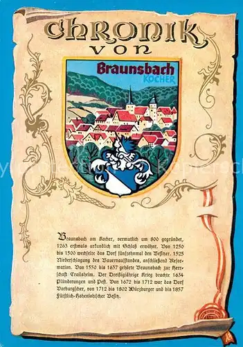 AK / Ansichtskarte Braunsbach_Wuerttemberg Chronik  Braunsbach Wuerttemberg