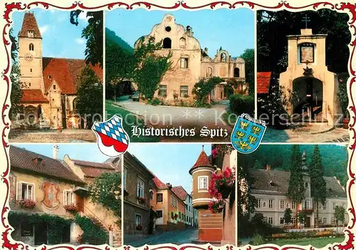 AK / Ansichtskarte Spitz_Donau Pfarrkirche Erlahof Aggsteiner Hof Schifffahrts Museum  Spitz Donau