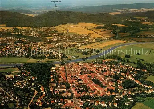 AK / Ansichtskarte Rinteln Fliegeraufnahme Weserpartie Rinteln