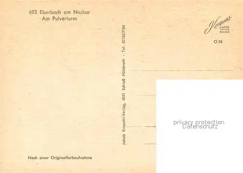AK / Ansichtskarte Eberbach_Neckar Pulverturm  Eberbach Neckar