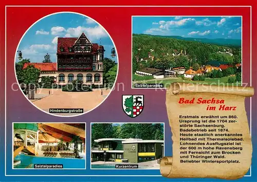 AK / Ansichtskarte Bad_Sachsa_Harz Hindenburgstrasse Salztalparadies Kurzentrum  Bad_Sachsa_Harz