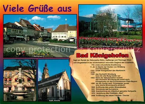 AK / Ansichtskarte Bad_Koenigshofen Marktplatz Franken Therme Katholische Kirche  Bad_Koenigshofen