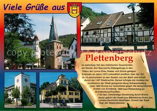 AK / Ansichtskarte Plettenberg Christuskirche Rathaus Kirchplatz Alte Feuerwache  Plettenberg