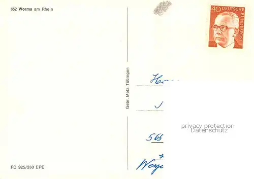 AK / Ansichtskarte Worms_Rhein  Worms Rhein