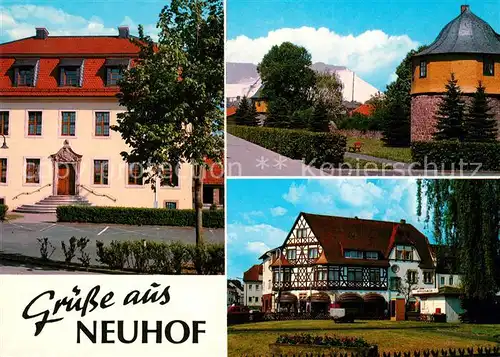 AK / Ansichtskarte Neuhof_Taunus Rathaus Schlosstuerme mit Kaliberg Fachwerkhaus am Zollweg Neuhof Taunus