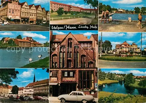 AK / Ansichtskarte Uelzen_Lueneburger_Heide Lessingschule Am Ratsteich Gildehaus Hammerstein Platz Schwimmbad Park Uelzen_Lueneburger_Heide