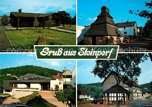 AK / Ansichtskarte Steinperf Eiloh Schutzhuette Altes Backhaus Dorfgemeinschaftshaus Dorfplatz Steinperf