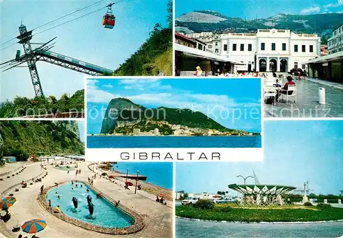 AK / Ansichtskarte Gibraltar Seilbahn Felsen Stadtplatz Swimmingpool Gibraltar