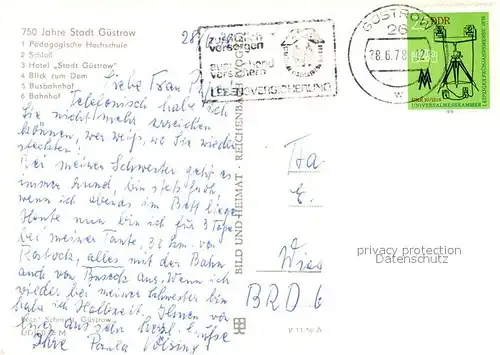 AK / Ansichtskarte Guestrow_Mecklenburg_Vorpommern Paed Hochschule Schloss Hotel Stadt Guestrow Dom Busbahnhof Bahnhof Guestrow_Mecklenburg