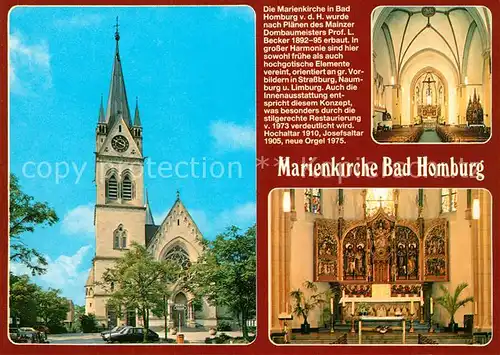 AK / Ansichtskarte Bad_Homburg Marienkirche Inneres Altar Bad_Homburg