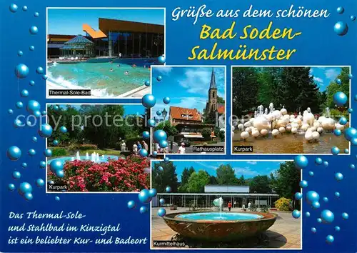 AK / Ansichtskarte Bad_Soden Salmuenster Thermal Solebad Kurpark Rathausplatz Kurmittelhaus Bad_Soden Salmuenster