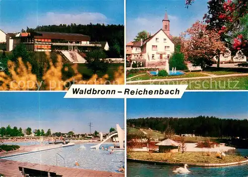 AK / Ansichtskarte Reichenbach_Waldbronn Kurhaus Park Schwimmbad Schwanenteich Reichenbach Waldbronn