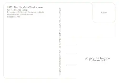 AK / Ansichtskarte Bad_Hersfeld Stadtblick Stiftsruine Rathaus Stadkirchenturm Lullusbrunnen Langgdenkmal Bad_Hersfeld