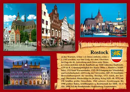 AK / Ansichtskarte Rostock_Mecklenburg Vorpommern St Marien Kroepeliner Strasse Hafen Rathaus Rostock