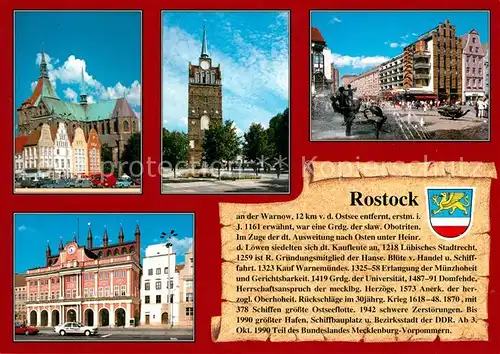 AK / Ansichtskarte Rostock_Mecklenburg Vorpommern St Marien Kroepeliner Tor Universitaetsplatz Rathaus Rostock