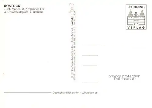 AK / Ansichtskarte Rostock_Mecklenburg Vorpommern St Marien Kroepeliner Tor Universitaetsplatz Rathaus Rostock