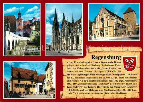 AK / Ansichtskarte Regensburg Steinerne Bruecke Dom St Ulrich Altes Rathaus Regensburg