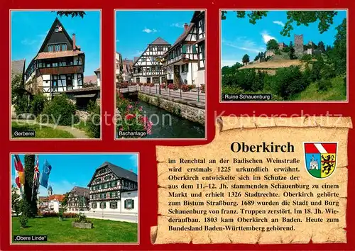 AK / Ansichtskarte Oberkirch_Baden Gerberei Bachanlage Ruine Schauenburg Obere Linde Oberkirch_Baden