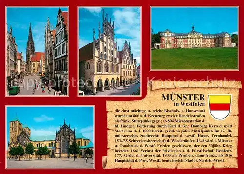 AK / Ansichtskarte Muenster_Westfalen Prinzipalmarkt Rathaus Schloss Dom Muenster_Westfalen
