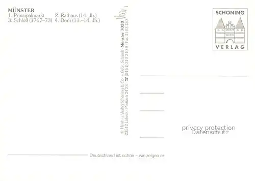 AK / Ansichtskarte Muenster_Westfalen Prinzipalmarkt Rathaus Schloss Dom Muenster_Westfalen