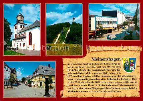AK / Ansichtskarte Meinerzhagen Kirche Sprungschanze Strassenpartie Marktplatz Meinerzhagen