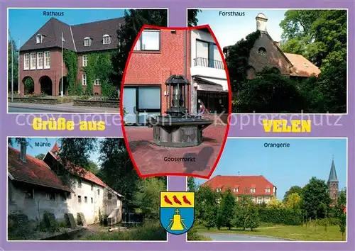 AK / Ansichtskarte Velen Rathaus Forsthaus Muehle Goosemarkt Orangerie Velen