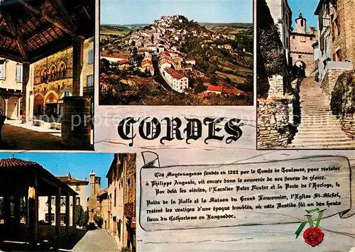 AK / Ansichtskarte Cordes sur Ciel Cite moyenageuse fondee en 1222 par le Comte de Toulouse pour resister a Philippe Auguste Cordes sur Ciel