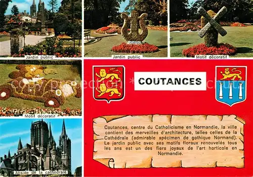 AK / Ansichtskarte Coutances Jardin public Motiv decoratif Abside de la Cathedrale Coutances