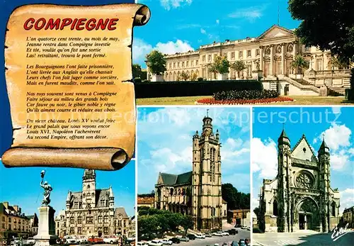 AK / Ansichtskarte Compiegne_Oise Le Palais Hotel de ville Eglise Saint Jacques et Saint Antoine Compiegne Oise