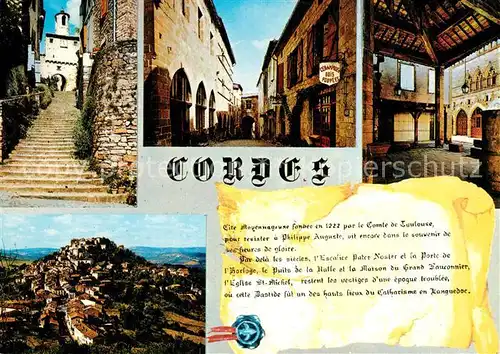 AK / Ansichtskarte Cordes sur Ciel Cite moyenageuse fondee en 1222 par le Comte de Toulouse pour resister a Philippe Auguste Cordes sur Ciel