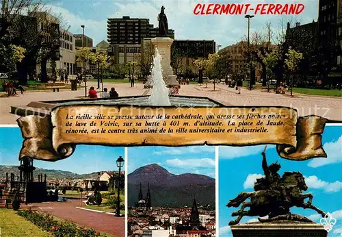 AK / Ansichtskarte Clermont_Ferrand_Puy_de_Dome Place de Jaude Fontaine dAmboise Vue generale Vercingetorix Clermont_Ferrand