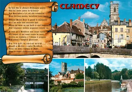 AK / Ansichtskarte Clamecy_Nievre Le pont de Beuvron et la rue Porte Randau Le Perthuis La collegiale Saint Martin Yonne Clamecy_Nievre