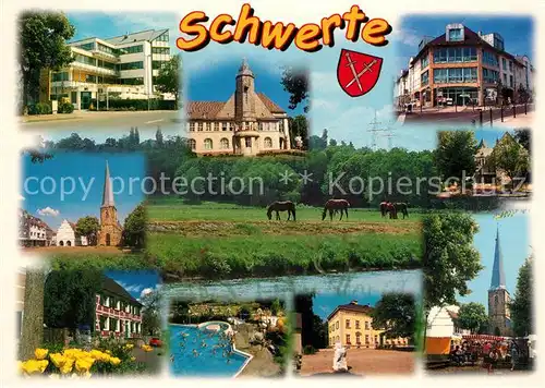 AK / Ansichtskarte Schwerte Kirche Schloss Schwimmbad Teilansichten Schwerte