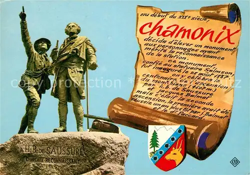 AK / Ansichtskarte Chamonix H B de Saussure Statue Chamonix
