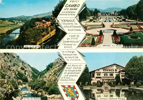 AK / Ansichtskarte Cambo les Bains Vue sur la Nive Arnaga Les Jardins Le Pas de Roland Demeure dEdmond Rostand Cambo les Bains