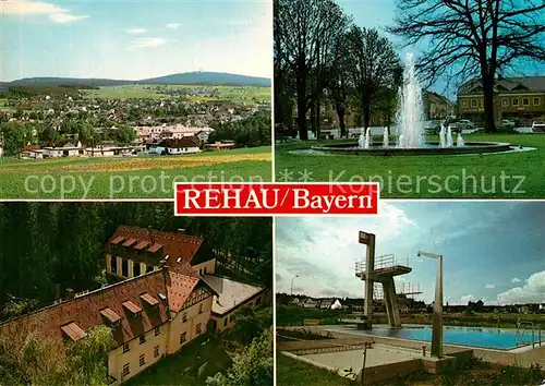 AK / Ansichtskarte Rehau_Oberfranken Panorama mit Kornberg Maxplatz Schullandheim Tannenberg Neues Freibad Rehau Oberfranken
