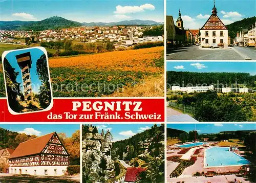 AK / Ansichtskarte Pegnitz Panorama Aussichtsturm Rathaus Felsen Schwimmbad Pegnitz