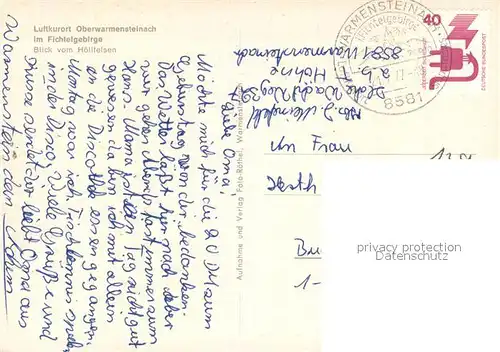 AK / Ansichtskarte Oberwarmensteinach Blick vom Hoellfelsen Oberwarmensteinach