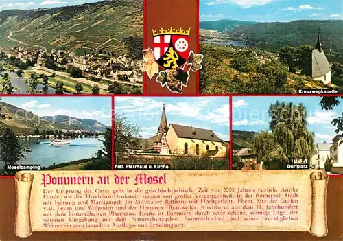 AK / Ansichtskarte Pommern_Mosel Panorama Kreuzwegkapelle Moselcamping Pfarrhaus Kirche Dorfplatz Pommern Mosel
