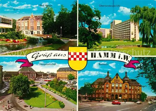 AK / Ansichtskarte Hamm_Westfalen Bad Hamm Oberlandesgericht Hauptbahnhof Rathaus Wappen Hamm_Westfalen