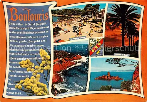 AK / Ansichtskarte Boulouris La Plage de Toukan Coucher de Soleil Falaises de la Corniche dOr Ile d Or Boulouris