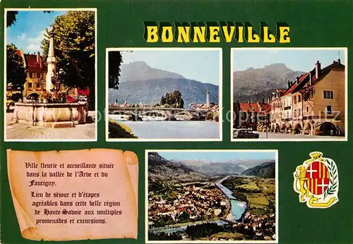 AK / Ansichtskarte Bonneville_Haute Savoie Brunnen Bruecke Strasse Panorama Bonneville_Haute Savoie