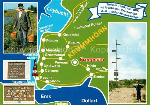 AK / Ansichtskarte Krummhoern Trockenlegung Freepsumer Meer Gebietskarte Wassertraeger Krummhoern