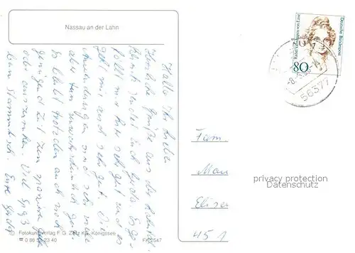 AK / Ansichtskarte Nassau_Bad Lahnpartie Kirche Nassau_Bad