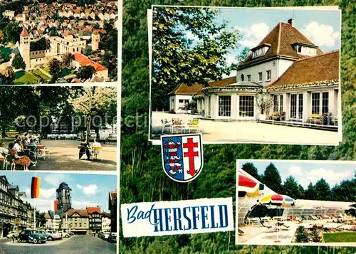 AK / Ansichtskarte Bad_Hersfeld Schloss Kurhaus Kuranlagen Stadtplatz Bad_Hersfeld