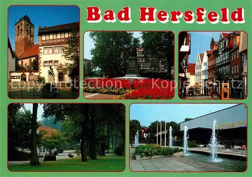 AK / Ansichtskarte Bad_Hersfeld Linggdenkmal Fussgaengerzone Kurpark Stadthalle Bad_Hersfeld