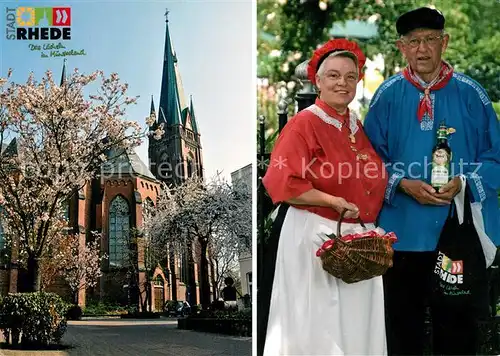 AK / Ansichtskarte Rhede_Westfalen Neugotische St Gudula Kirche Rheder Paerchen Rhede_Westfalen