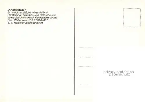AK / Ansichtskarte Heigenbruecken Kristallstube Schmuck Edelsteinschleiferei Handwerk Heigenbruecken