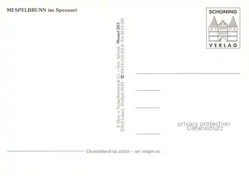 AK / Ansichtskarte Mespelbrunn Schloss Gruftkapelle Gaststaette Spessartruh Cafe Pferdestall Mespelbrunn